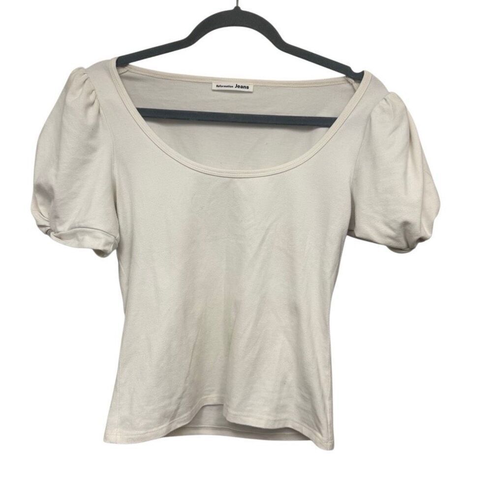 Reformation white puff sleeve blouse size medium